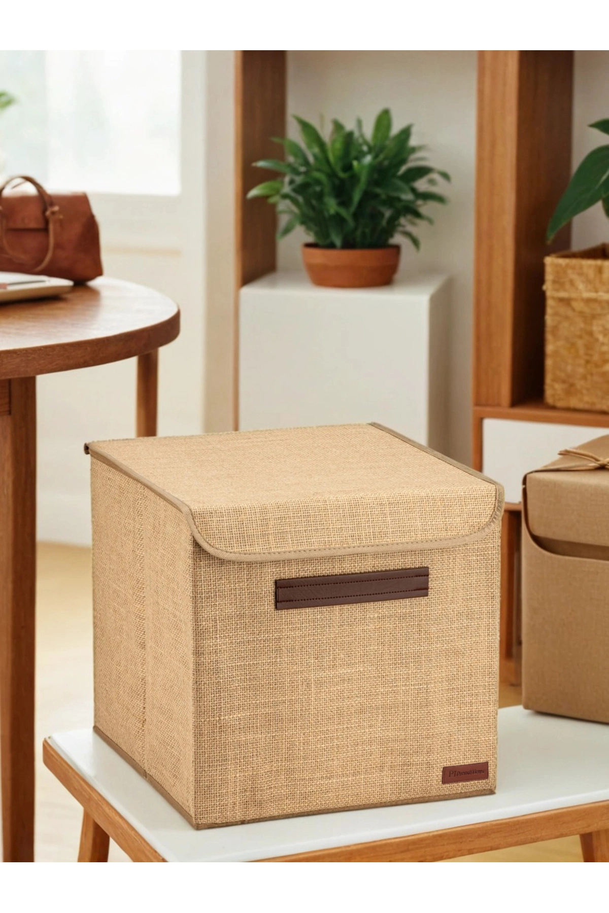 Jüt Deri Saplı Kapaklı Kutu