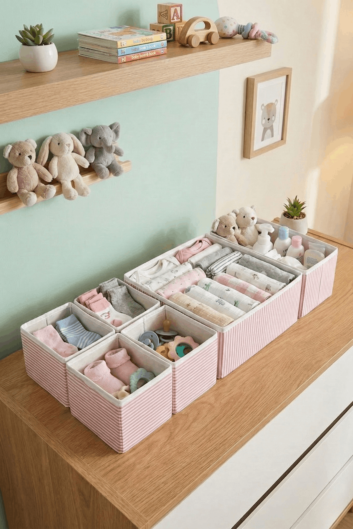 6’lı Pudra Çizgili Dolap,çekmece İçi Organizer Düzenleyici Seti 28x28x13-28x13x13-13x13x13
