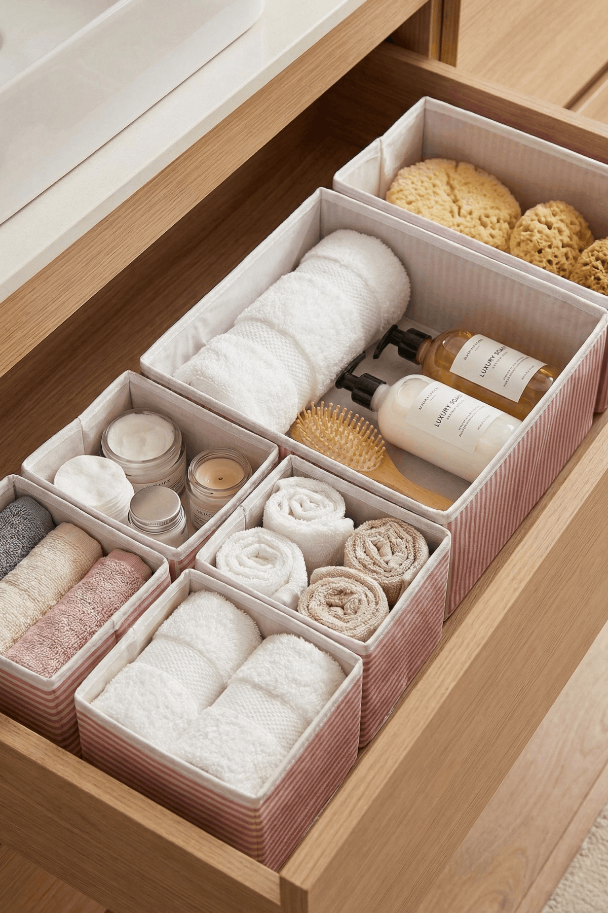 6’lı Pudra Çizgili Dolap,çekmece İçi Organizer Düzenleyici Seti 28x28x13-28x13x13-13x13x13