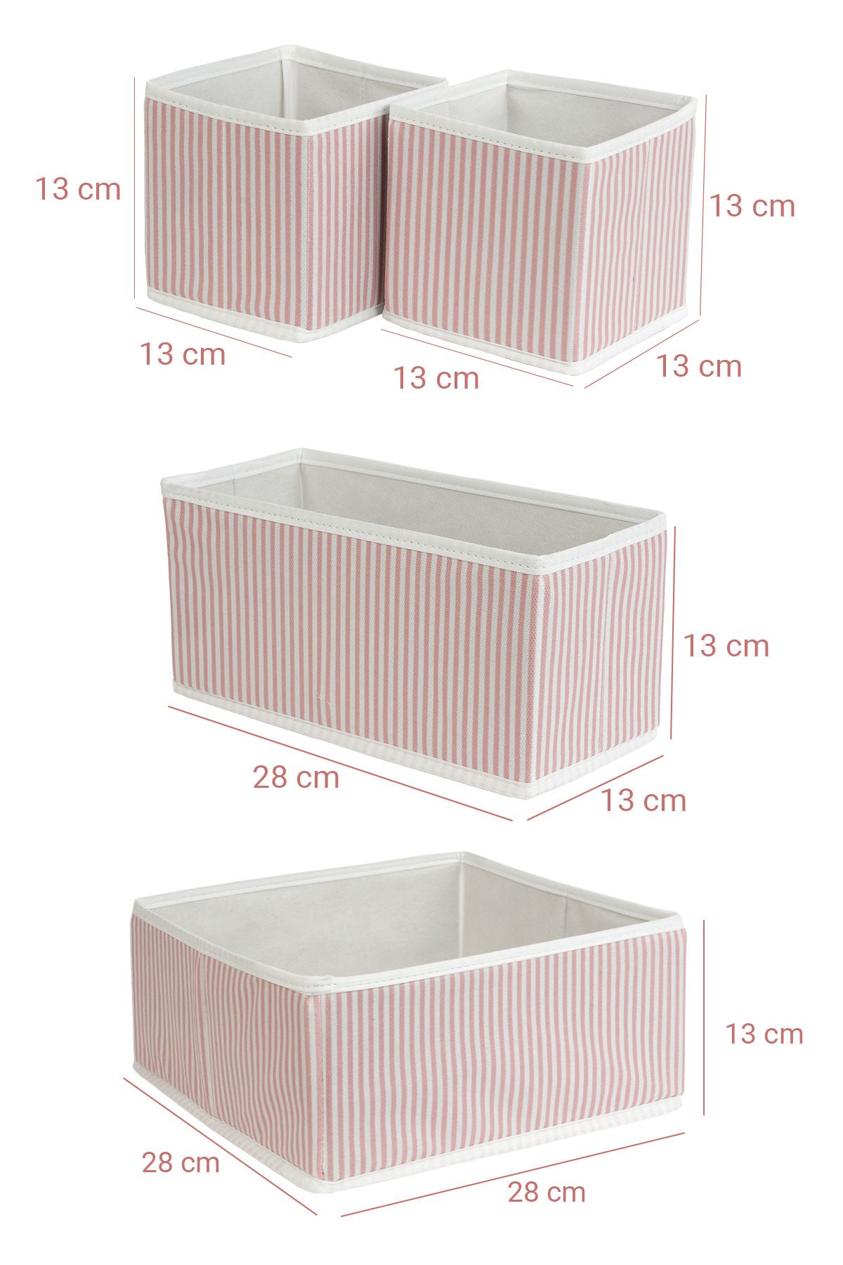 6’lı Pudra Çizgili Dolap,çekmece İçi Organizer Düzenleyici Seti 28x28x13-28x13x13-13x13x13