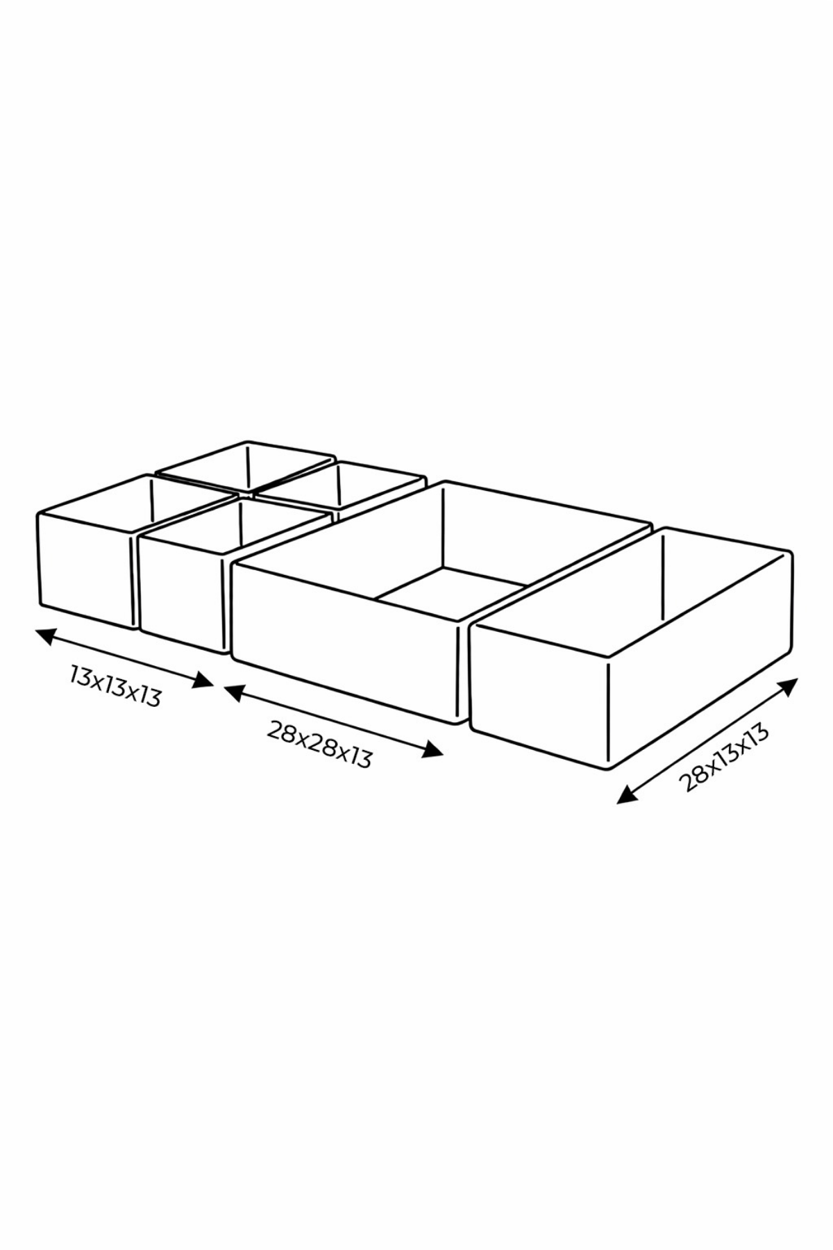 6’lı Pudra Çizgili Dolap,çekmece İçi Organizer Düzenleyici Seti 28x28x13-28x13x13-13x13x13