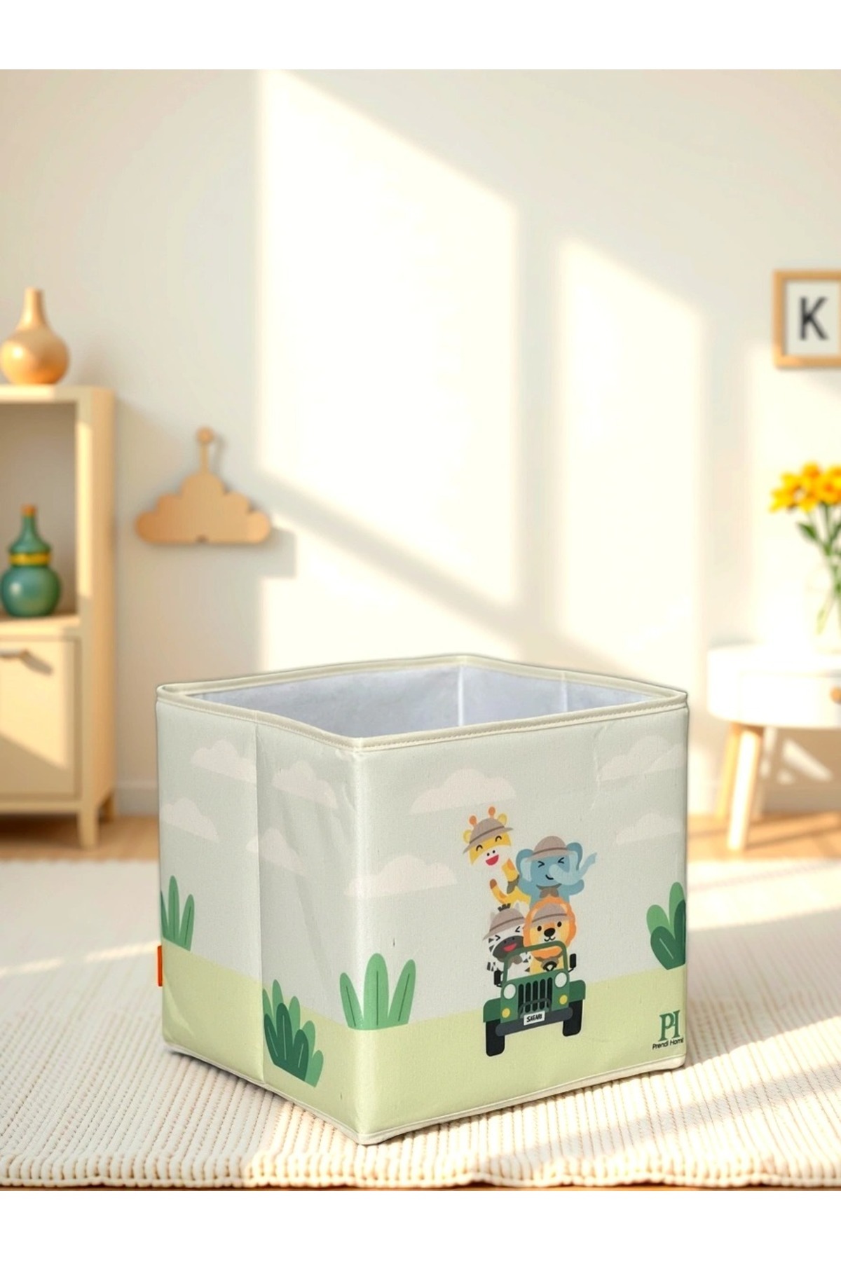 Safari 2 Desenli Kapaksız Çok Amaçlı Düzenleyici Oyuncak Saklama Kutusu 30x30x30