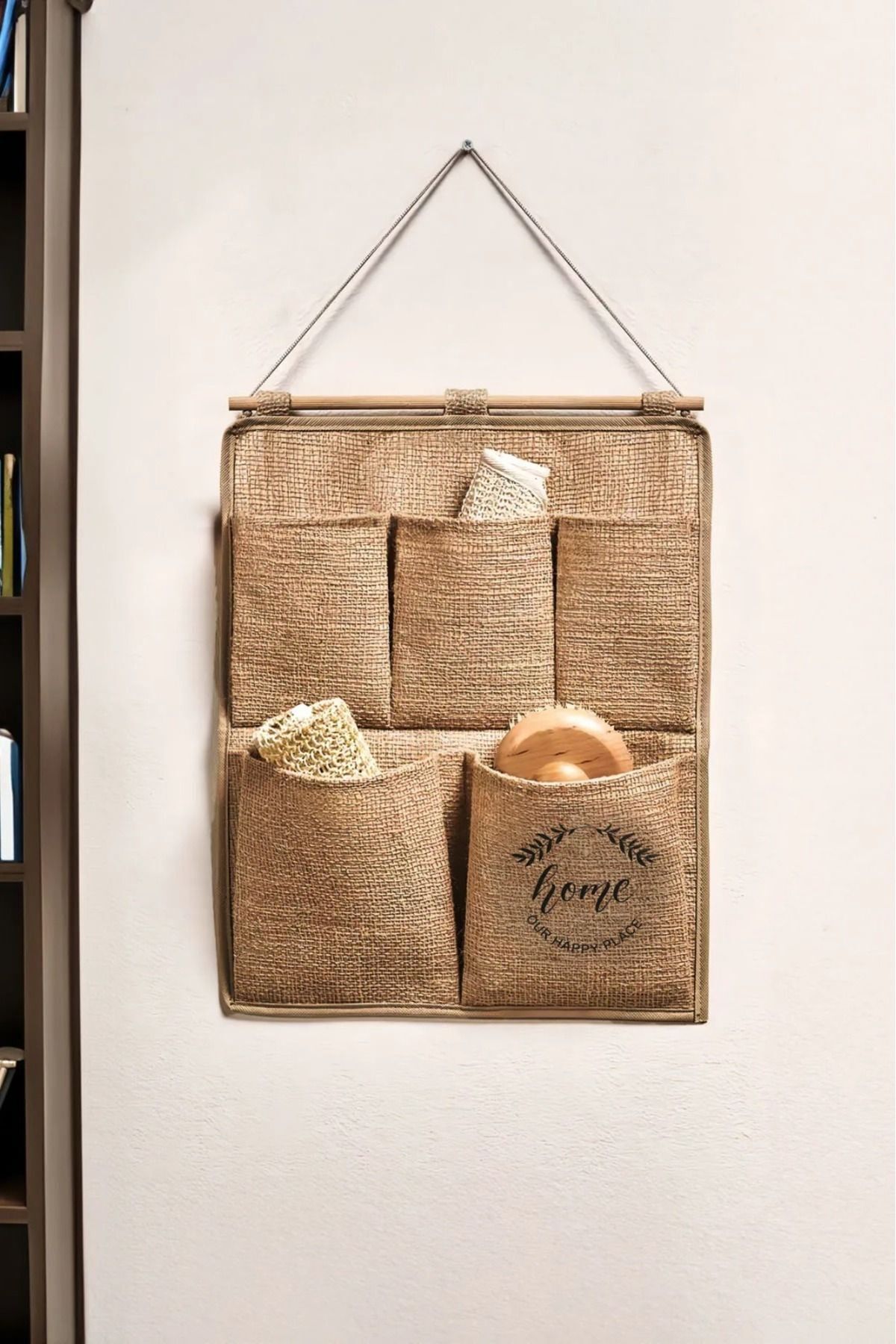 Jüt 5 Cepli Çok Amaçlı Askılı Duvar Tipi Dolap Içi Banyo Mutfak Düzenleyici Organizer 35x45