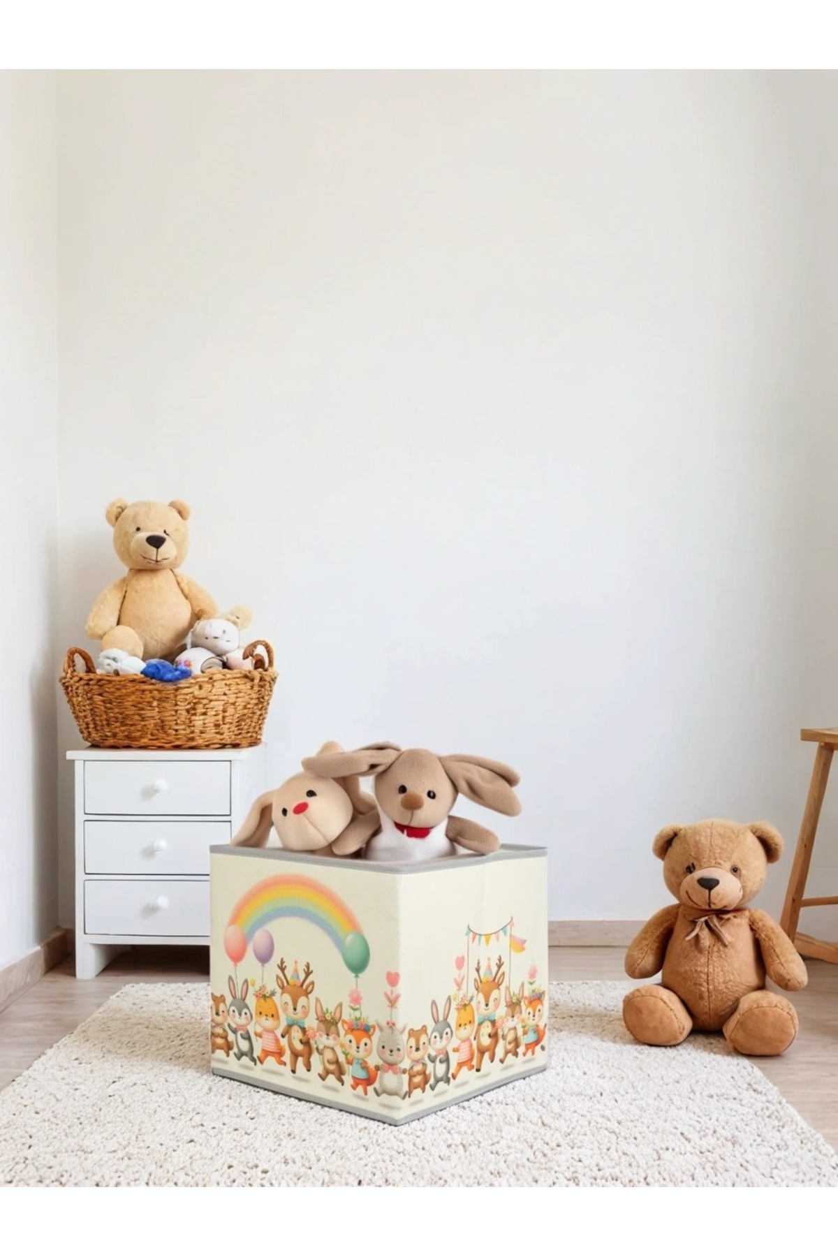 Mutlu Hayvanlar Kapaksız Dolap Içi Masa Üzeri Oyuncak Saklama Kutusu 30x30x30