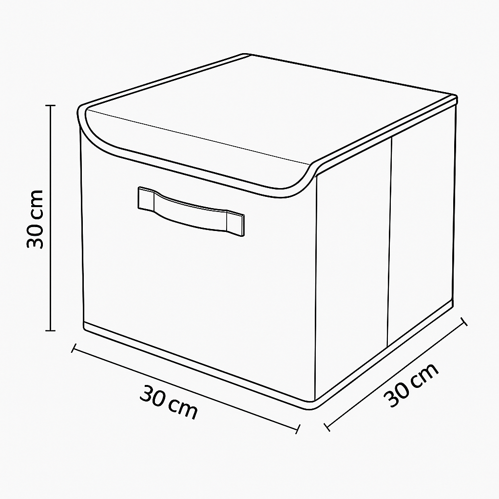 4’lü Antrasit Kapaklı Kumaş Dolap İçi Düzenleyici Kutu - 30x30x30 cm Katlanabilir Saklama Kutusu