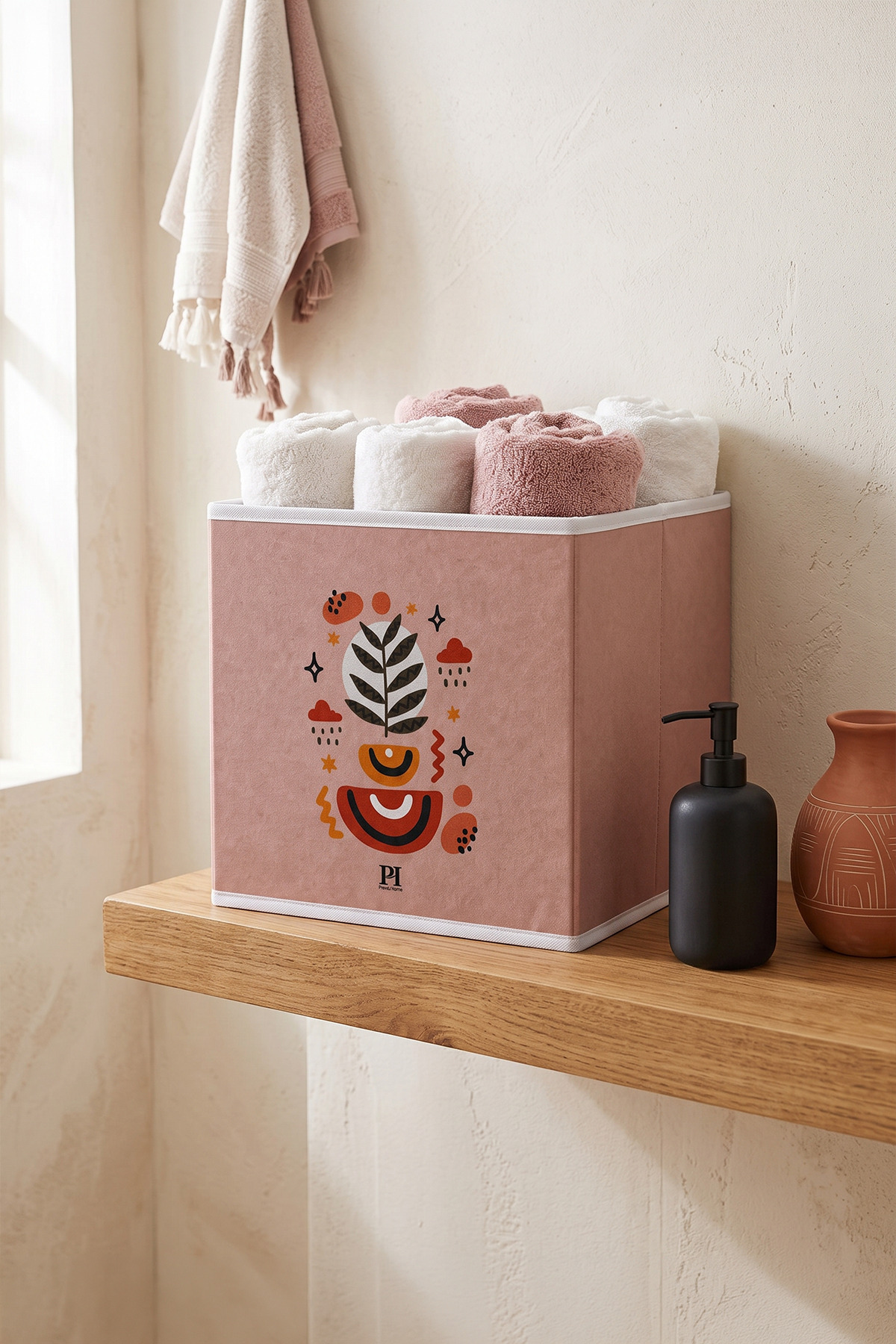 Flora Desenli Kapaksız Dolap Içi Çamaşır Oyuncak Düzenleyici Katlanır Saklama Kutusu 30x30x30