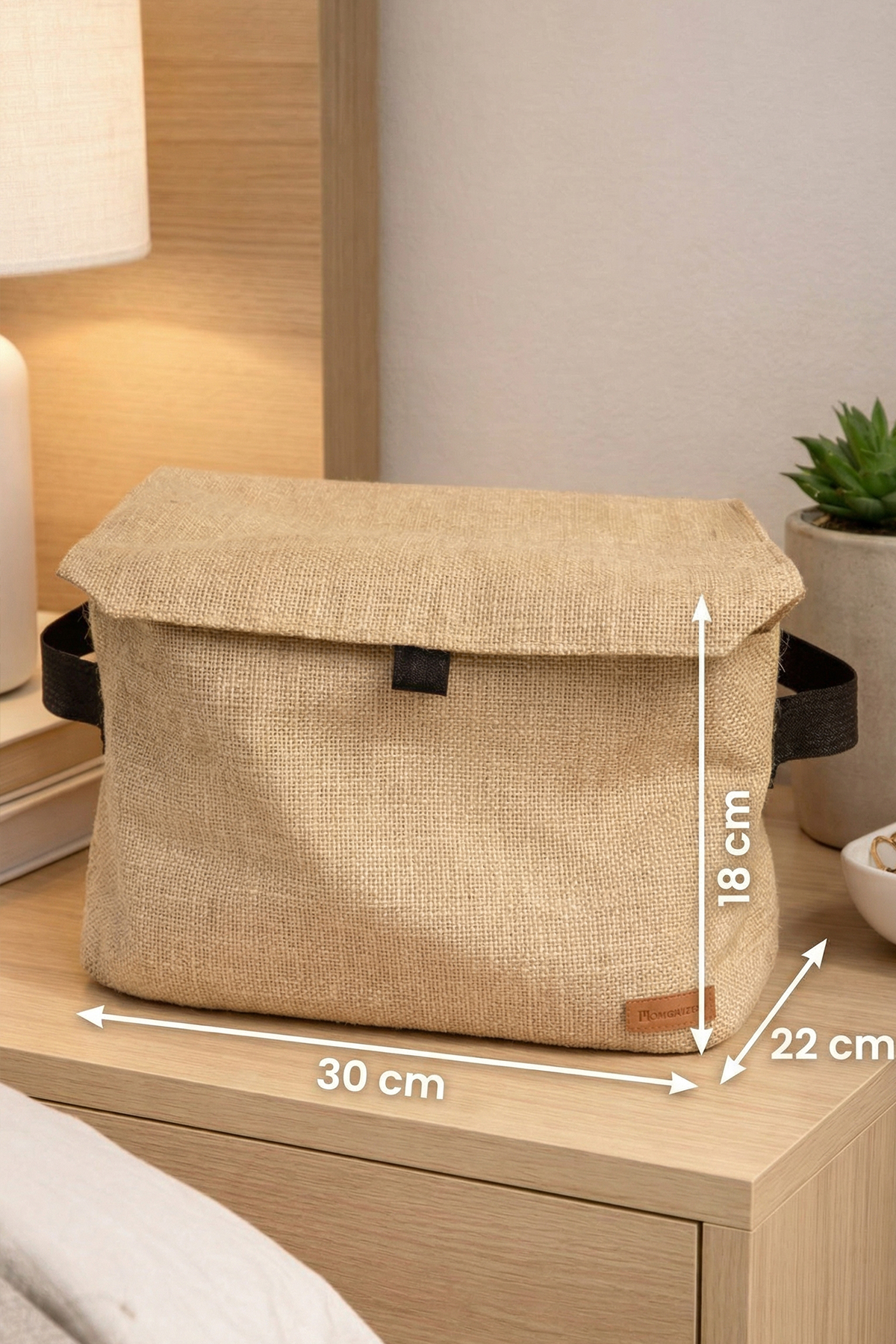 Jüt Kumaş Banyo Düzenleyici Sepet Dekoratif Çok Amaçlı Organizer Kutu Sepet 30x22x18