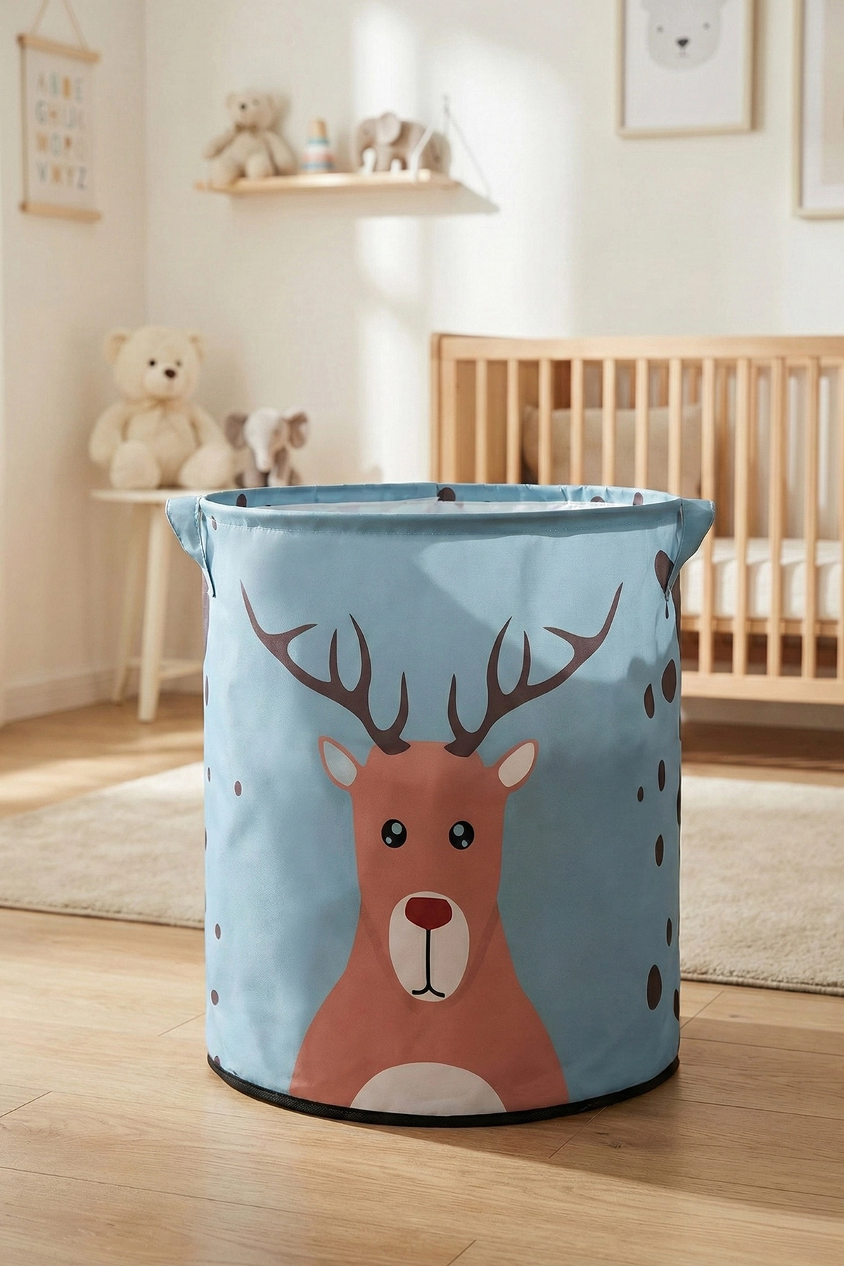 Geyik Baskılı Çamaşır Torbası Oyuncak Saklama Çamaşır Sepeti 37x40