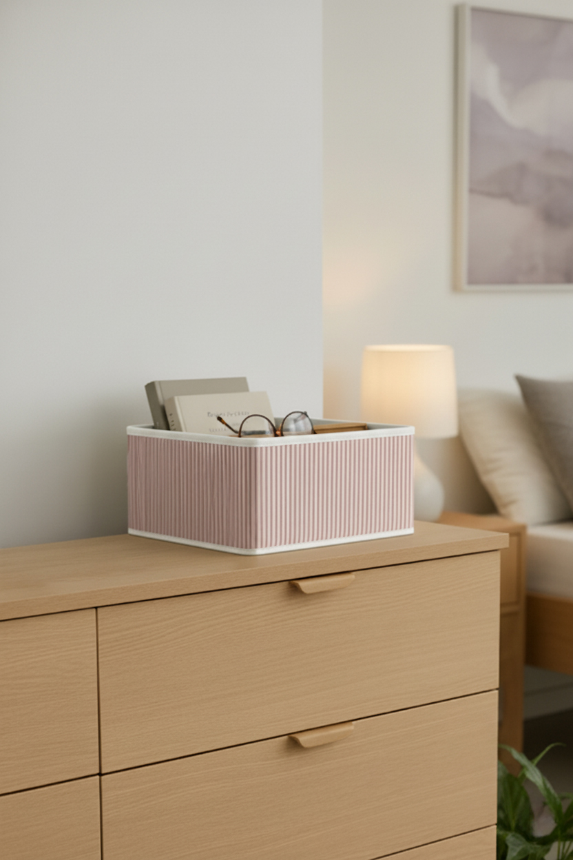 2’li%20Set%20Dolap%20İçi%20ve%20Çekmece%20Düzenleyici%20Organizer%20Kutu,%20Pembe%20Çizgili%20Kumaş%20Kutu%2028x28x13%20cm