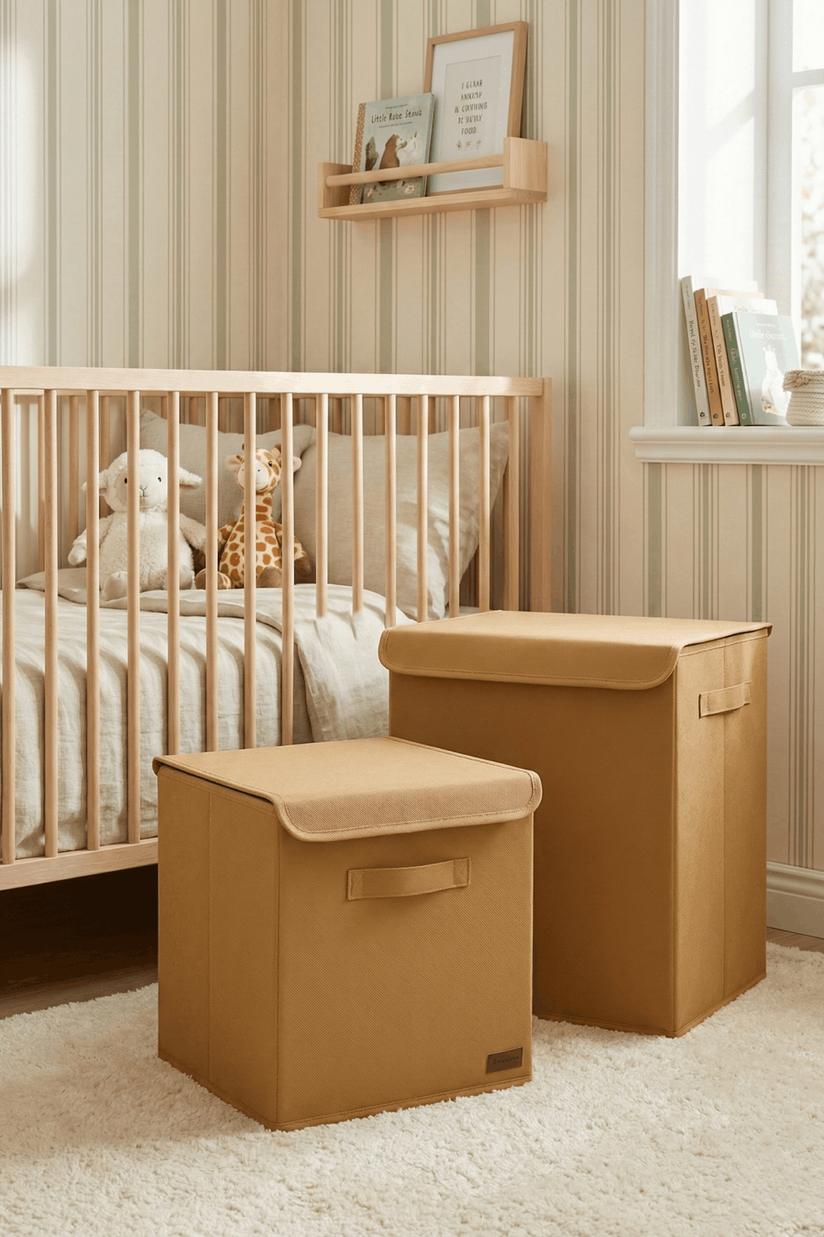2’li Büyük Boy Set Büyük Bej Kutu ve Kapaklı Bej Saklama Kutusu Organizer Seti