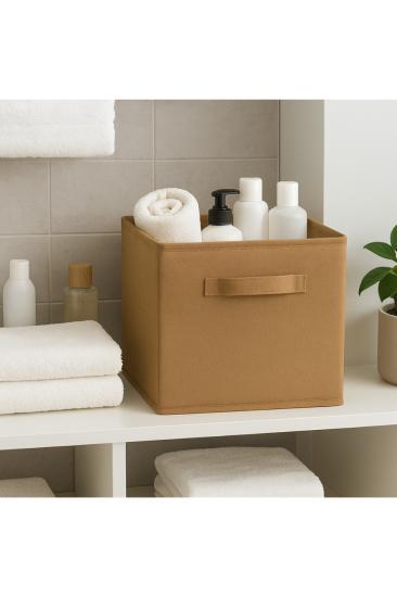 Bej Kapaksız Dolap Içi Çamaşır Oyuncak Düzenleyici Katlanır Saklama Kutusu 30x30x30