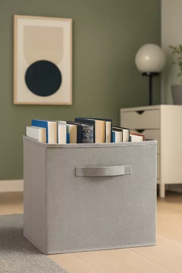 GRİ Kapaksız Kutu Çok Amaçlı Organizer Ofis Kırtasiye Oyuncak Kutusu 30 X 30