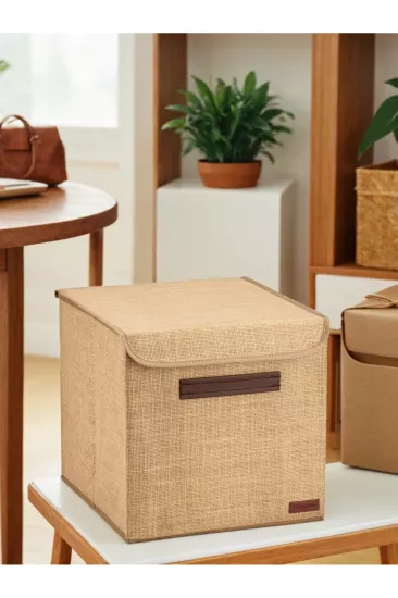 Jüt Deri Saplı Kapaklı Kutu