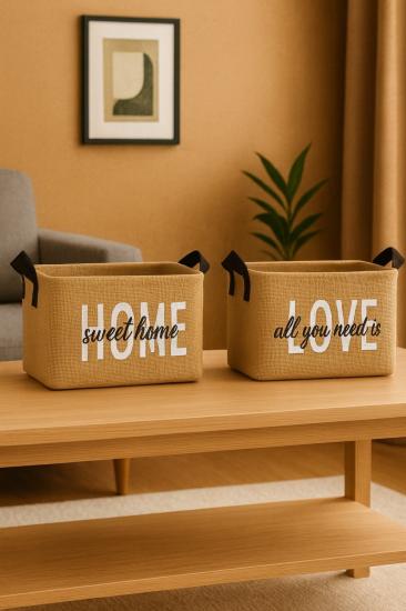 2’li Küçük Boy Set Jüt, Dolap Içi Çamaşır Çocuk Odası Oyuncak Düzenleyici Katlanır, Saklama Sepeti Organizer