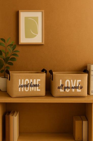 2’li Büyük Boy Set Jüt, Dolap Içi Çamaşır Çocuk Odası Oyuncak Düzenleyici Katlanır, Saklama Sepeti Organizer