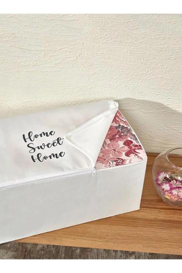 Home Sweet Home Baskılı Beyaz Büyük Boy Hurç 64x40x35