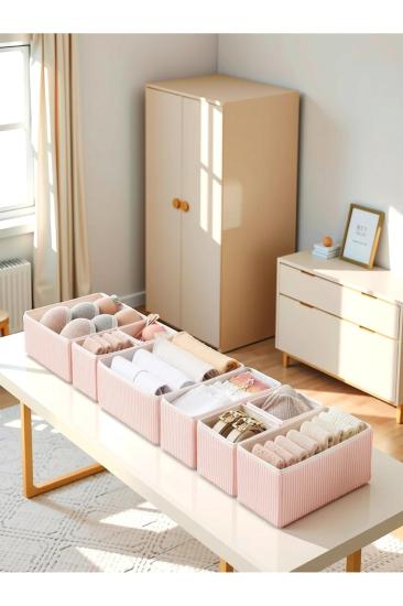 8’li Pudra Çizgili Çekmece Içi Organizer Seti