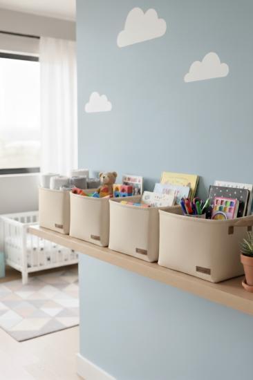 4`lü Orta Boy Dolap İçi Çamaşır Çocuk Odası Oyuncak Düzenleyici Katlanır Saklama Sepeti