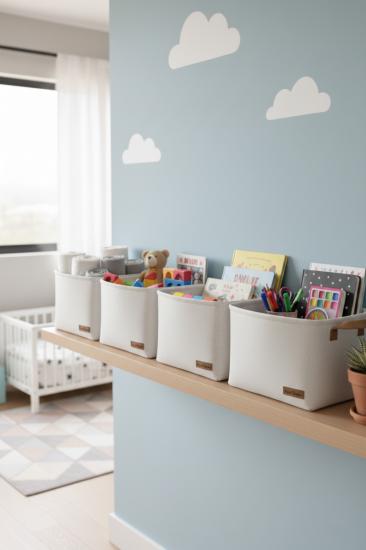 4`lü Orta Boy Dolap İçi Çamaşır Çocuk Odası Oyuncak Düzenleyici Katlanır Saklama Sepeti