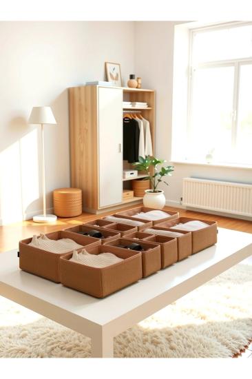 12’li Jüt Çekmece İçi Düzenleyici Organizer Kutu Seti