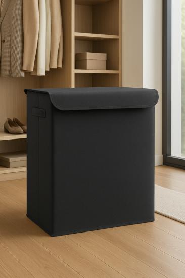 Antrasit Kapaklı Katlanır Kirli Çamaşır Çocuk Odası Oyuncak Saklama Kutusu Sepet 40x50x30