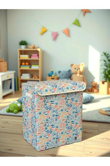 Ocean Büyük Boy Kapaklı Kirli Çamaşır Oyuncak Düzenleyici Saklama Kutusu Sepeti 40x50x30