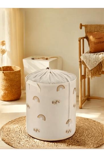 Minik Baby Tasarımlı Fileli Çocuk Odası Saklama Kutusu Düzenleyici Oyuncak Kirli Sepeti 32x40