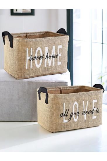 2’li Set Jüt, Dolap Içi Çamaşır Çocuk Odası Oyuncak Düzenleyici Katlanır, Saklama Sepeti Organizer