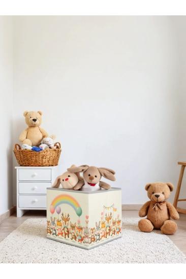 Mutlu Hayvanlar Kapaksız Dolap Içi Masa Üzeri Oyuncak Saklama Kutusu 30x30x30
