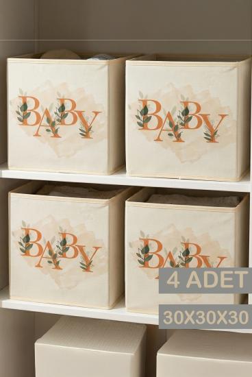 4’lü Baby Dolap İçi Düzenleyici Kutu - 30x30x30 cm Katlanabilir Çok Amaçlı Saklama Kutusu