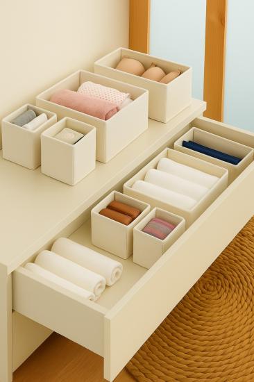 4’lü Krem Çekmece İçi Düzenleyici Kutu Organizer Seti