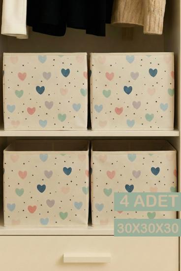 4’lü Healt Dolap İçi Düzenleyici Kutu - 30x30x30 cm Katlanabilir Çok Amaçlı Saklama Kutusu