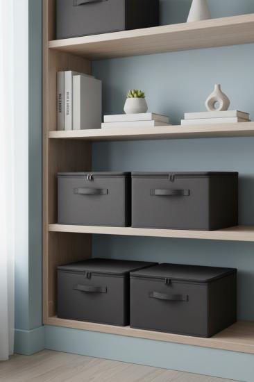 Antrasit 4’lü Set Çok Amaçlı Baza Altı ve Dolap İçi Düzenleyici Kutu Hurç 35x42x23 cm