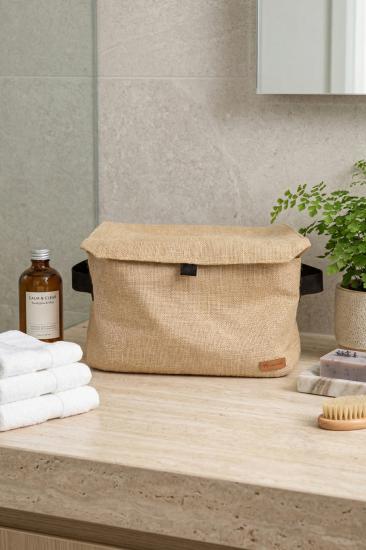 Jüt Kumaş Banyo Düzenleyici Sepet Dekoratif Çok Amaçlı Organizer Kutu Sepet 30x22x18