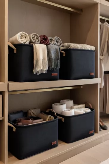 4`lü Büyük Boy Dolap İçi Çamaşır Çocuk Odası Oyuncak Düzenleyici Katlanır Saklama Sepeti