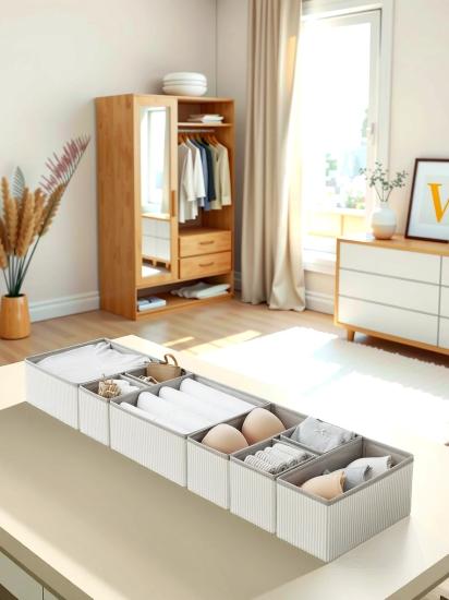 8’li Gri Çizgili Çekmece Içi Organizer Seti