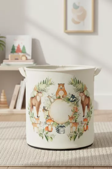 Zoo Baskılı Çok Amaçlı Oyuncak Saklama Kutusu Kirli Çamaşır Sepeti Katlanır Düzenleyici Sepet 37x40