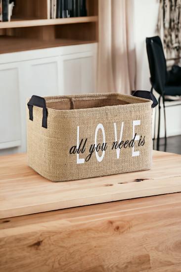 Love Baskılı Jüt Dolap Içi Çocuk Odası Oyuncak Düzenleyici Katlanır Saklama Sepeti Organizer