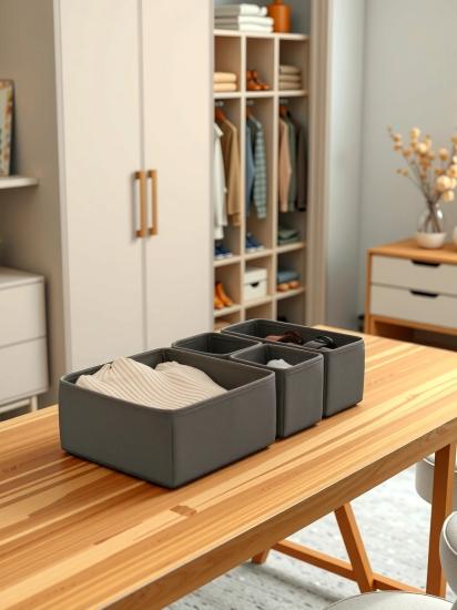 4’lü Antrasit Çekmece İçi Düzenleyici Kutu Organizer Seti