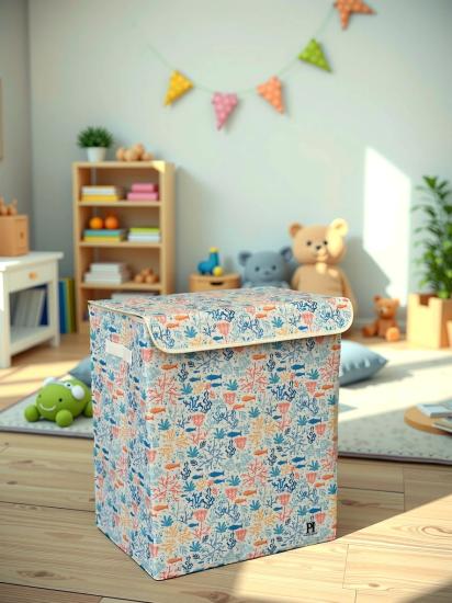 Ocean Büyük Boy Kapaklı Kirli Çamaşır Oyuncak Düzenleyici Saklama Kutusu Sepeti 40x50x30
