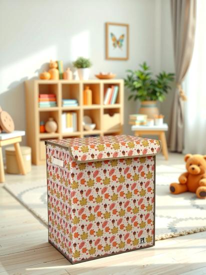 Sonbahar Büyük Boy Kapaklı Kirli Çamaşır Oyuncak Düzenleyici Saklama Kutusu Sepeti 40x50x30