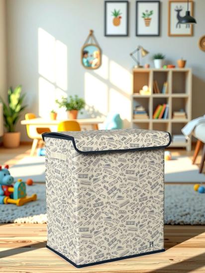 Vehicle Büyük Boy Kapaklı Kirli Çamaşır Oyuncak Düzenleyici Saklama Kutusu Sepeti 40x50x30