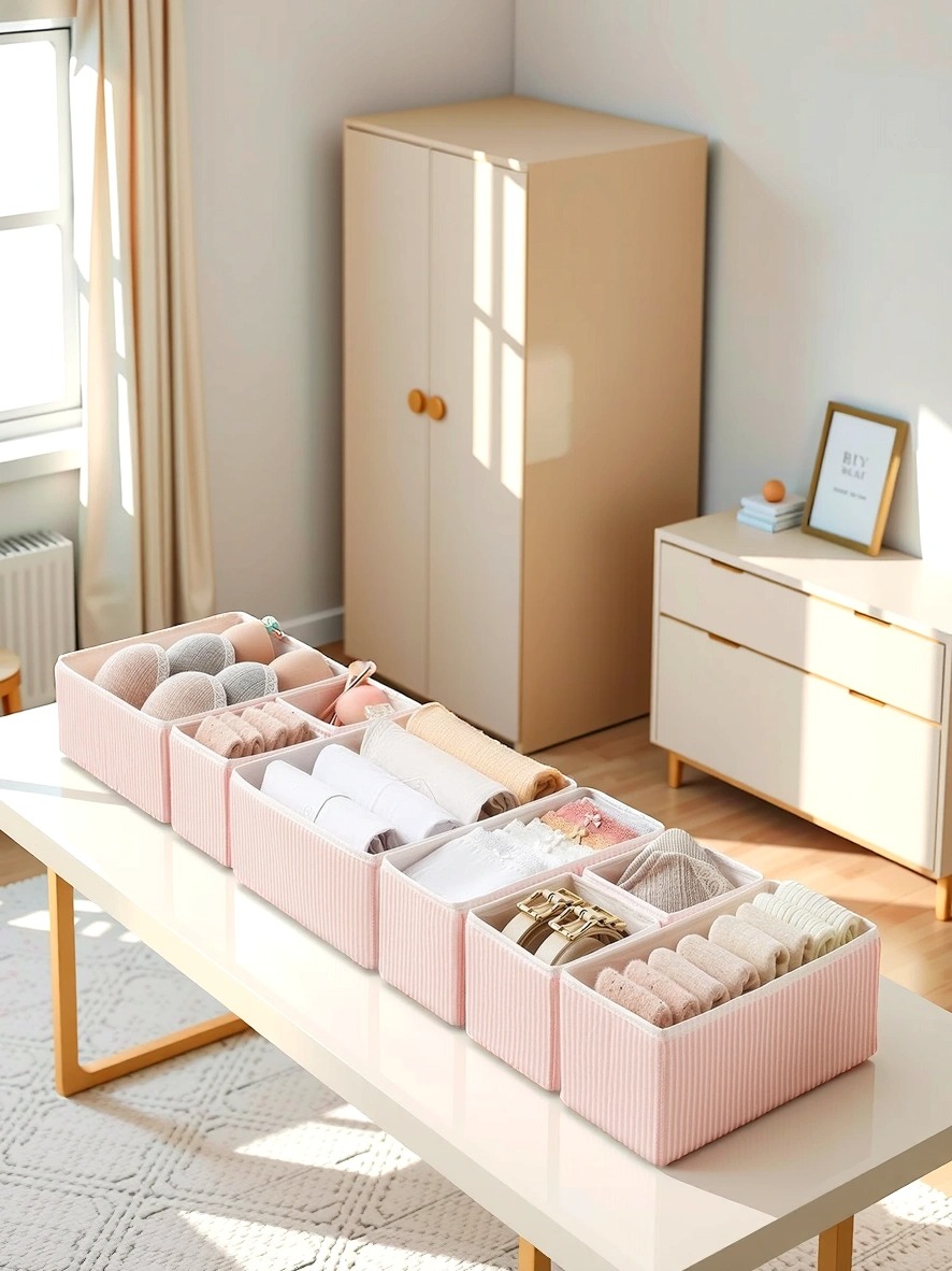 8’li%20Pudra%20Çizgili%20Çekmece%20Içi%20Organizer%20Seti