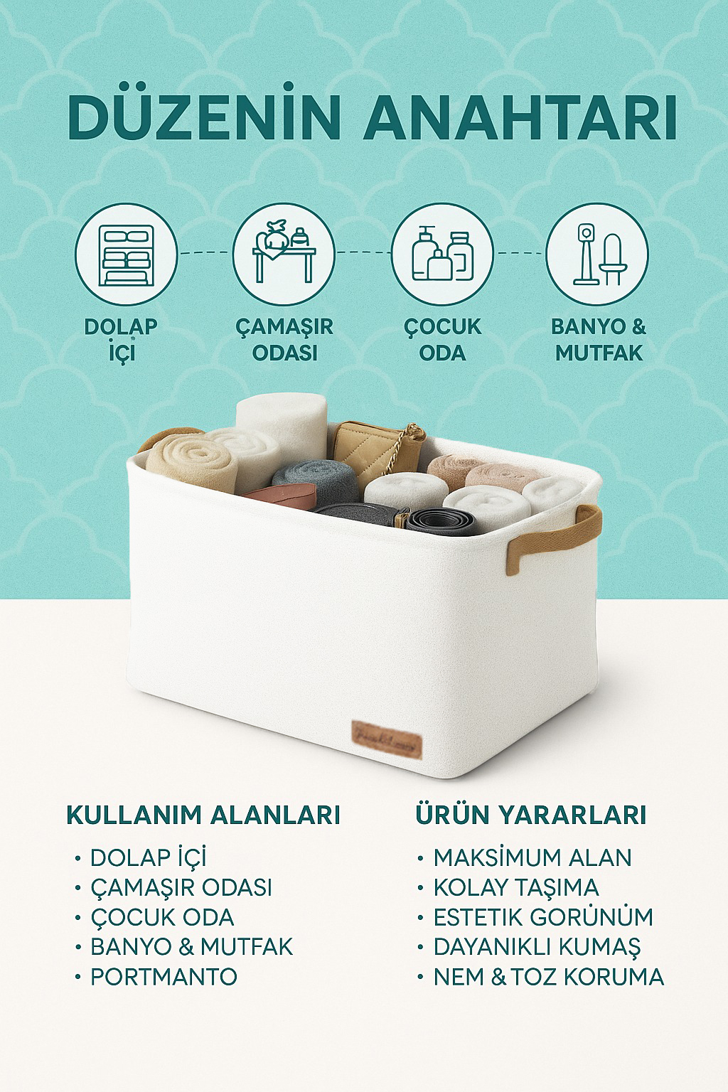 4`lü Büyük Boy Dolap İçi Çamaşır Çocuk Odası Oyuncak Düzenleyici Katlanır Saklama Sepeti