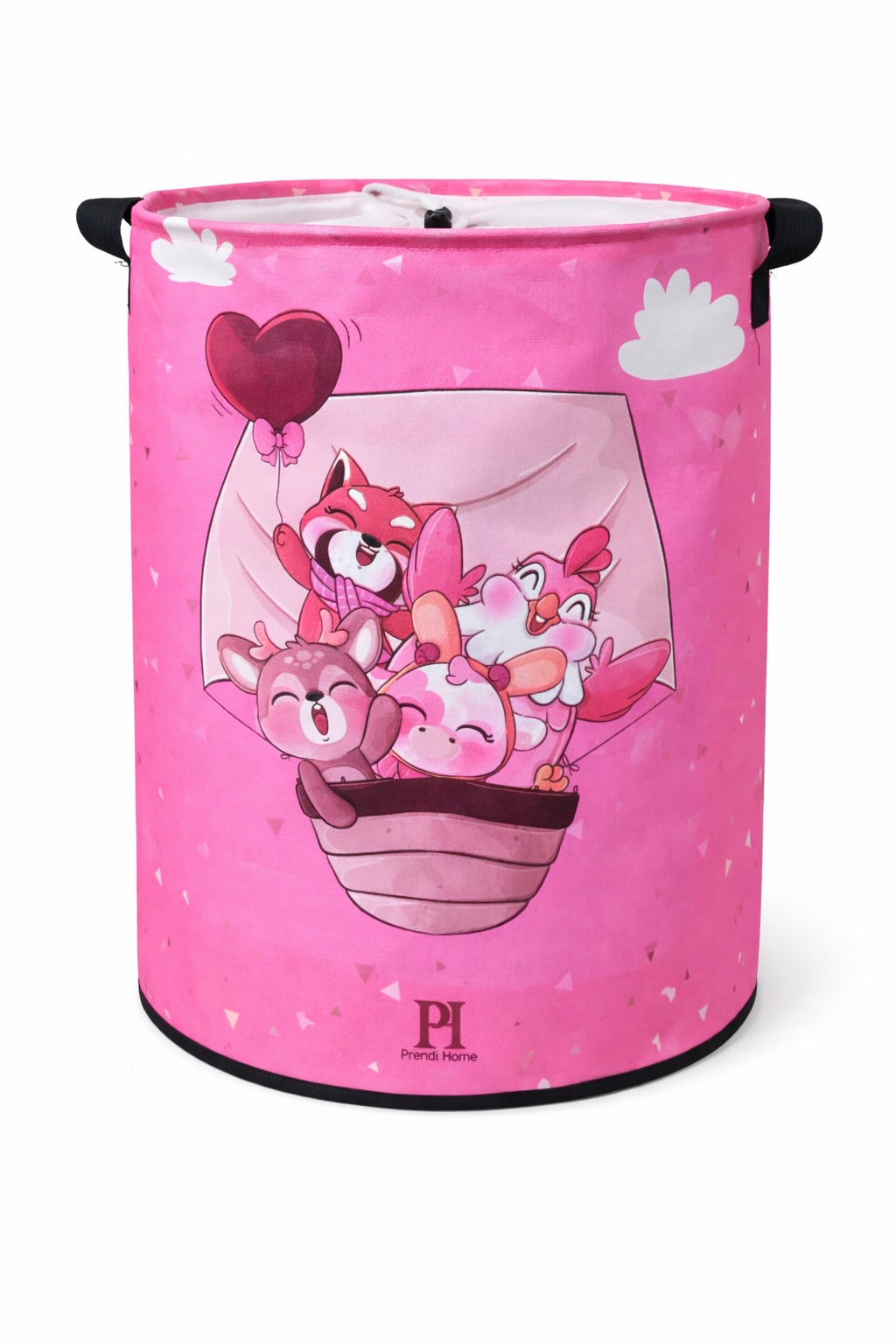 Pembe Düşler Ağzı Büzgülü Katlanır Kirli Çamaşır Dolap Içi Oyuncak Saklama Sepeti 32x40
