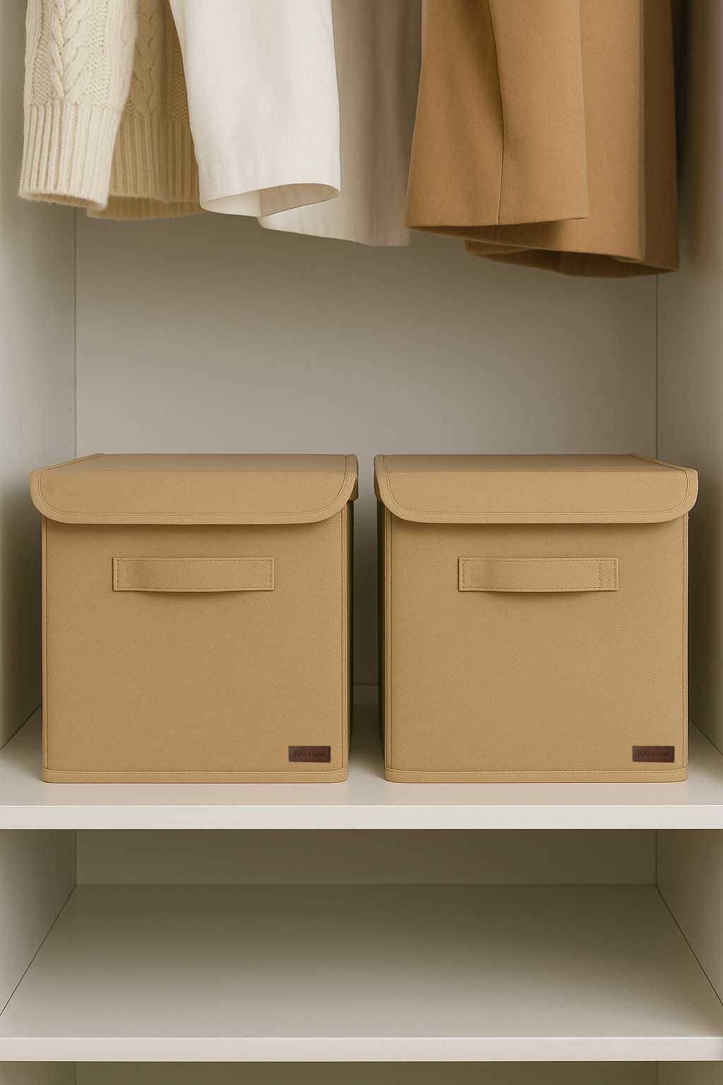 Bej Kapaklı Dolap Içi Çamaşır Oyuncak Düzenleyici Katlanır Kapaklı Saklama Kutusu 30x30x30