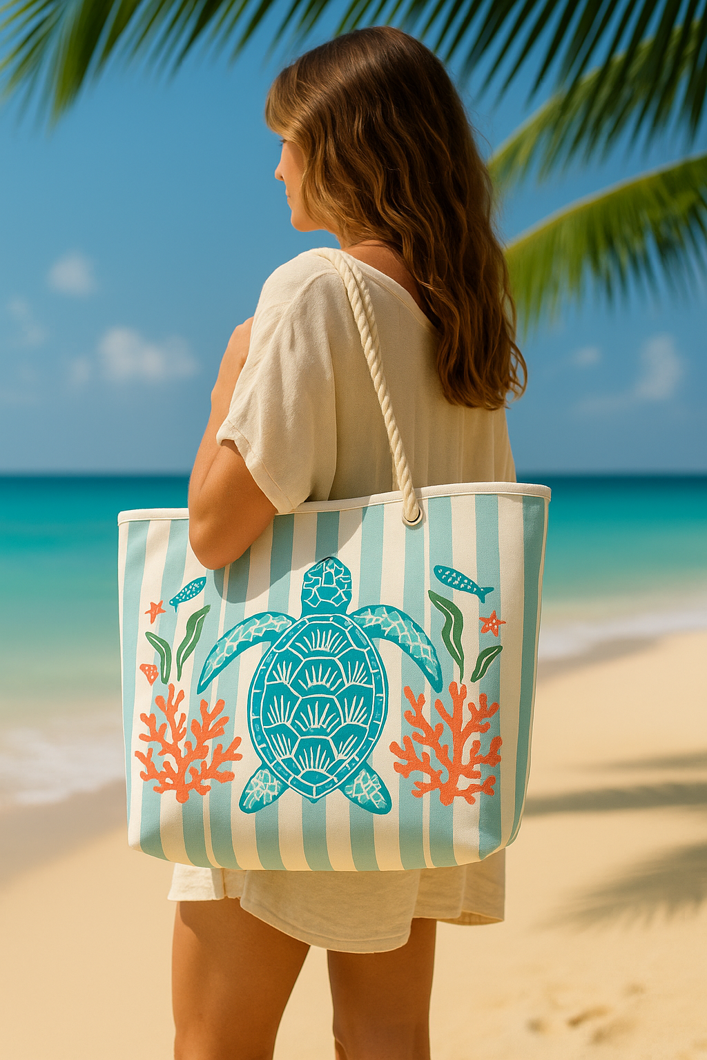 Caretta%20Caretta%20Desenli%20Büyük%20Boy%20Piknik%20ve%20Plaj%20Çantası%20–%20%20Halat%20Saplı%20–%2055x36x15%20cm